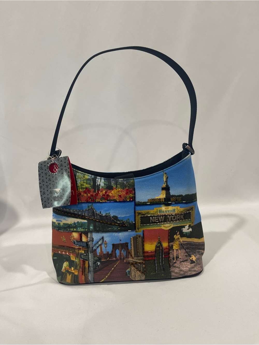 New York Collage Shoulder Bag - Blue